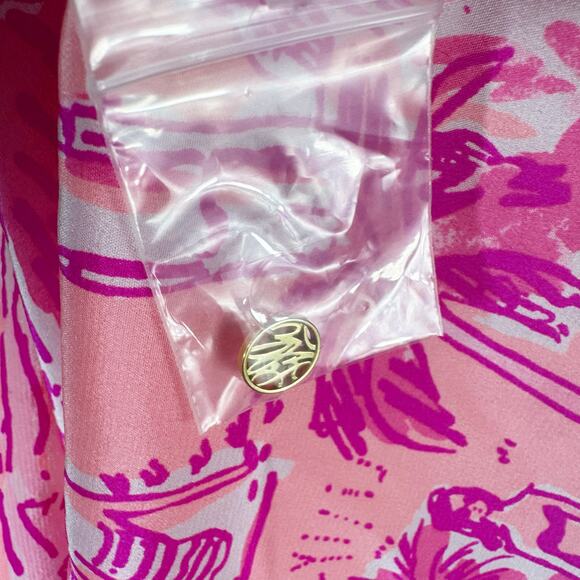 Lilly Pulitzer Elsa Silk Top Cheeky Melon Rule Breakers Size Medium - Picture 6 of 10